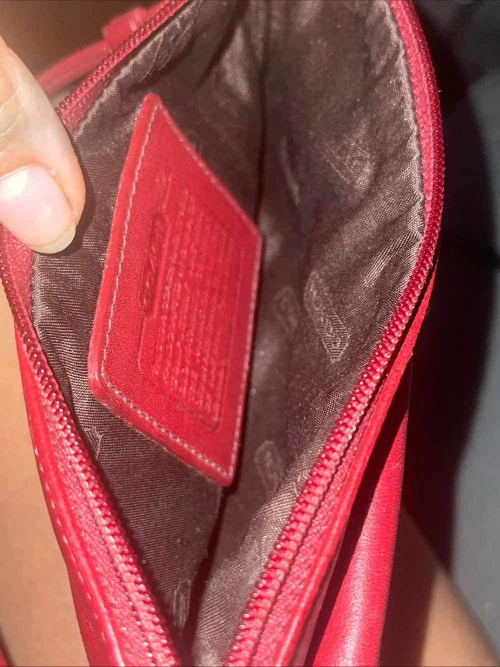 Coach Burgundy Leather Wristlet Clutch with Turn-Lock